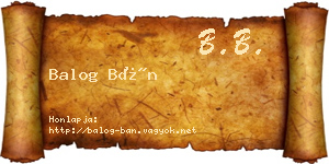Balog Bán névjegykártya