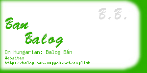 ban balog business card