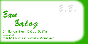 ban balog business card